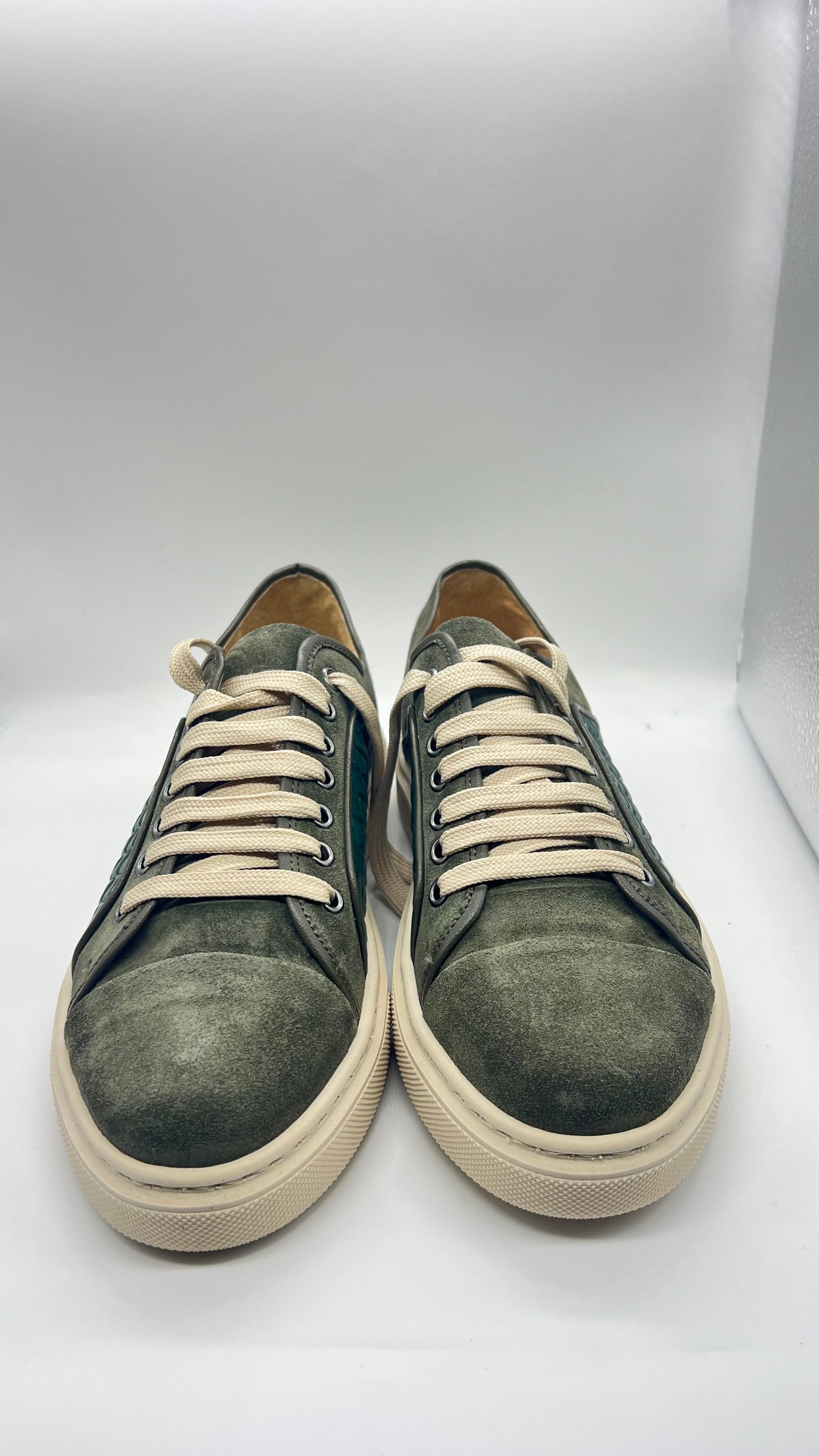 SNEAKER VERDE PELLE E CAMOSCIO