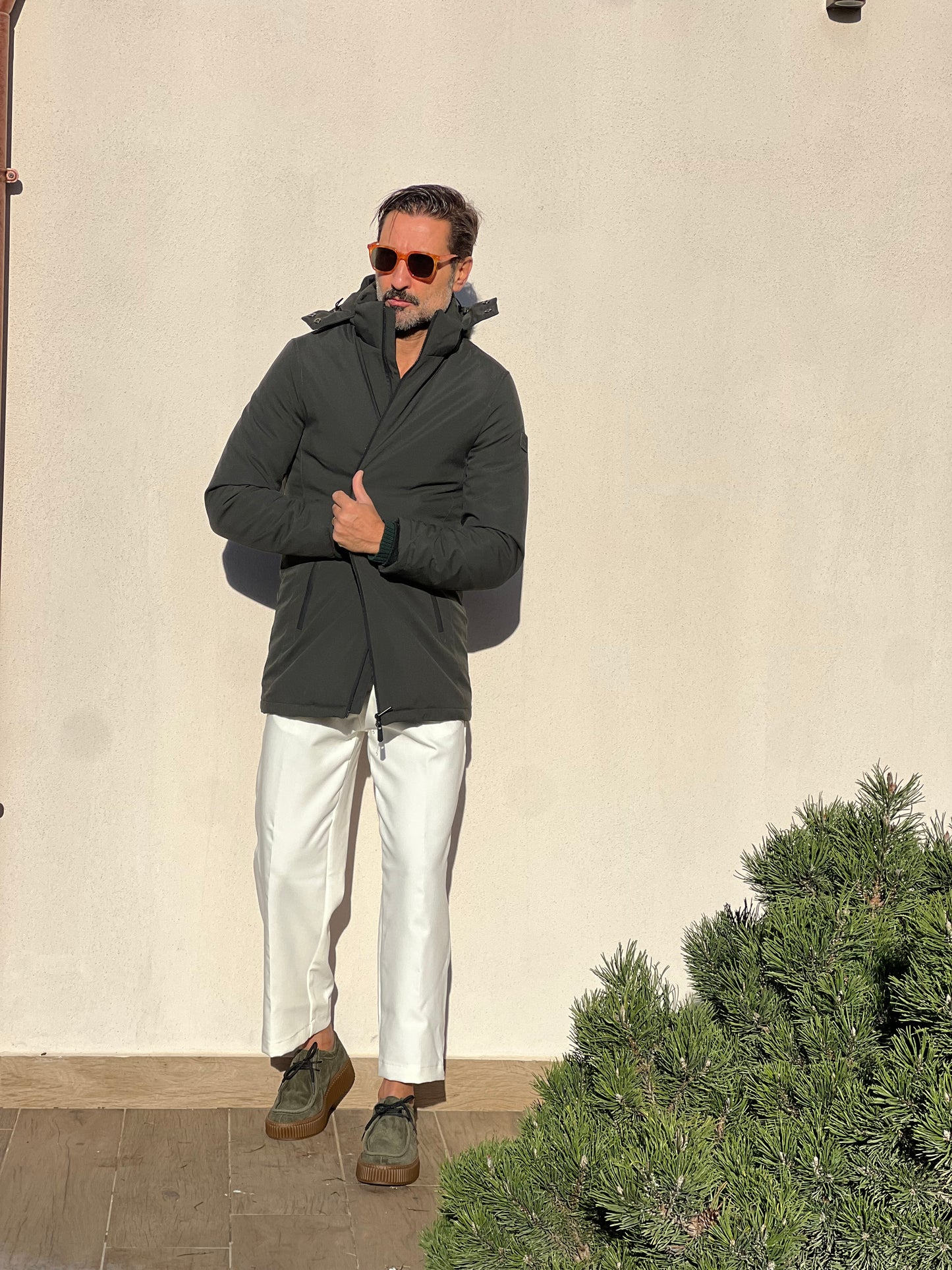PARKA HAPPER  VERDE TESSUTO TECNICO ZIP TERMOSALDATE