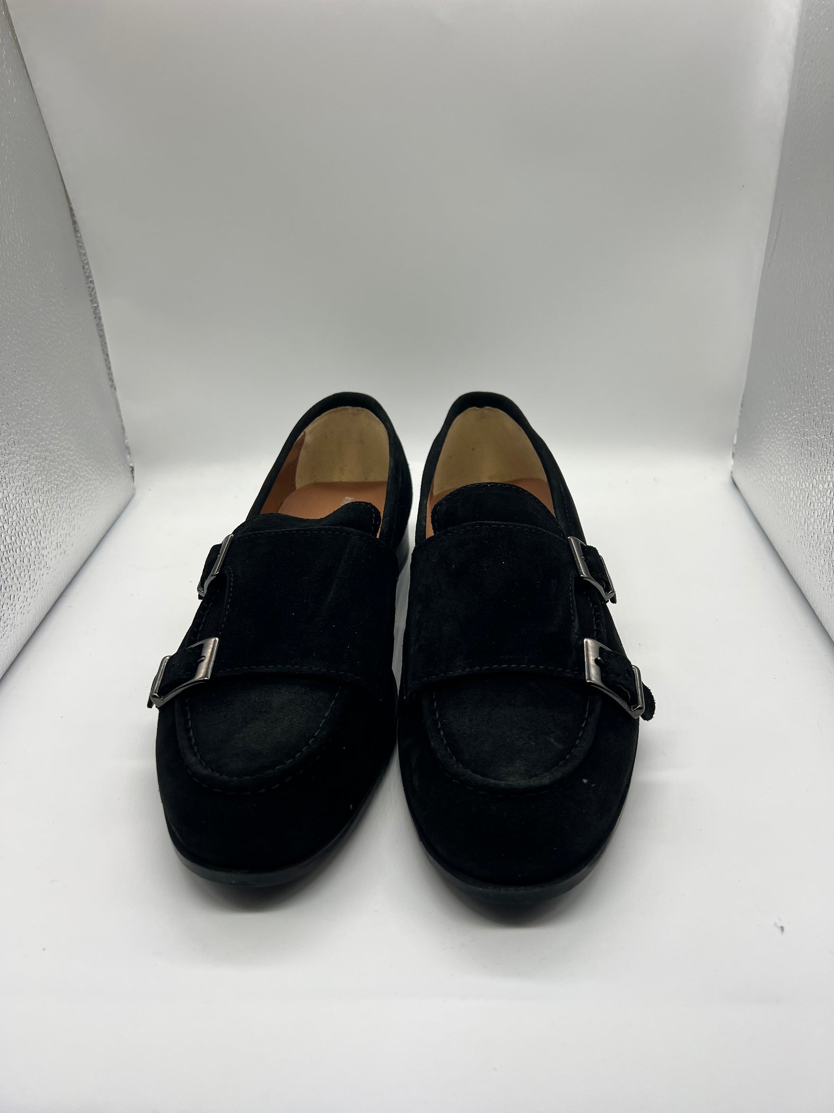 MOCASSINO CAMOSCIO NERO DOPPIAFIBBIA FONDO GOMMA