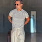 T SHIRT RIGA FINA CREMA E VERDE