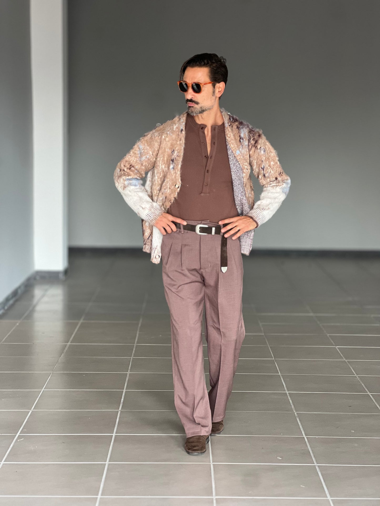 BEIGE COTTON OPEN CARDIGAN