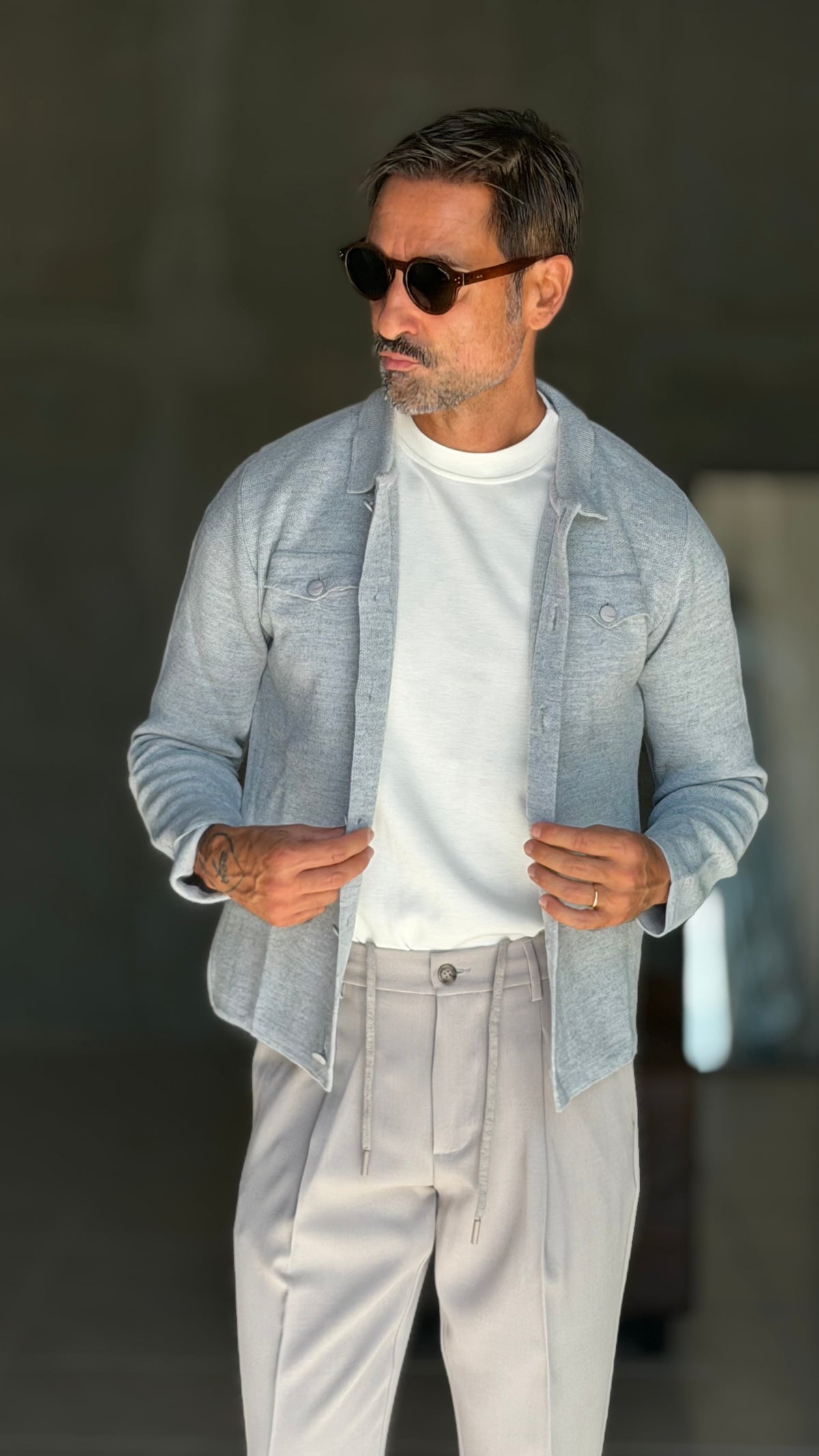 CARDIGAN  POLO GRIGIO    BOTTONE COPERTO