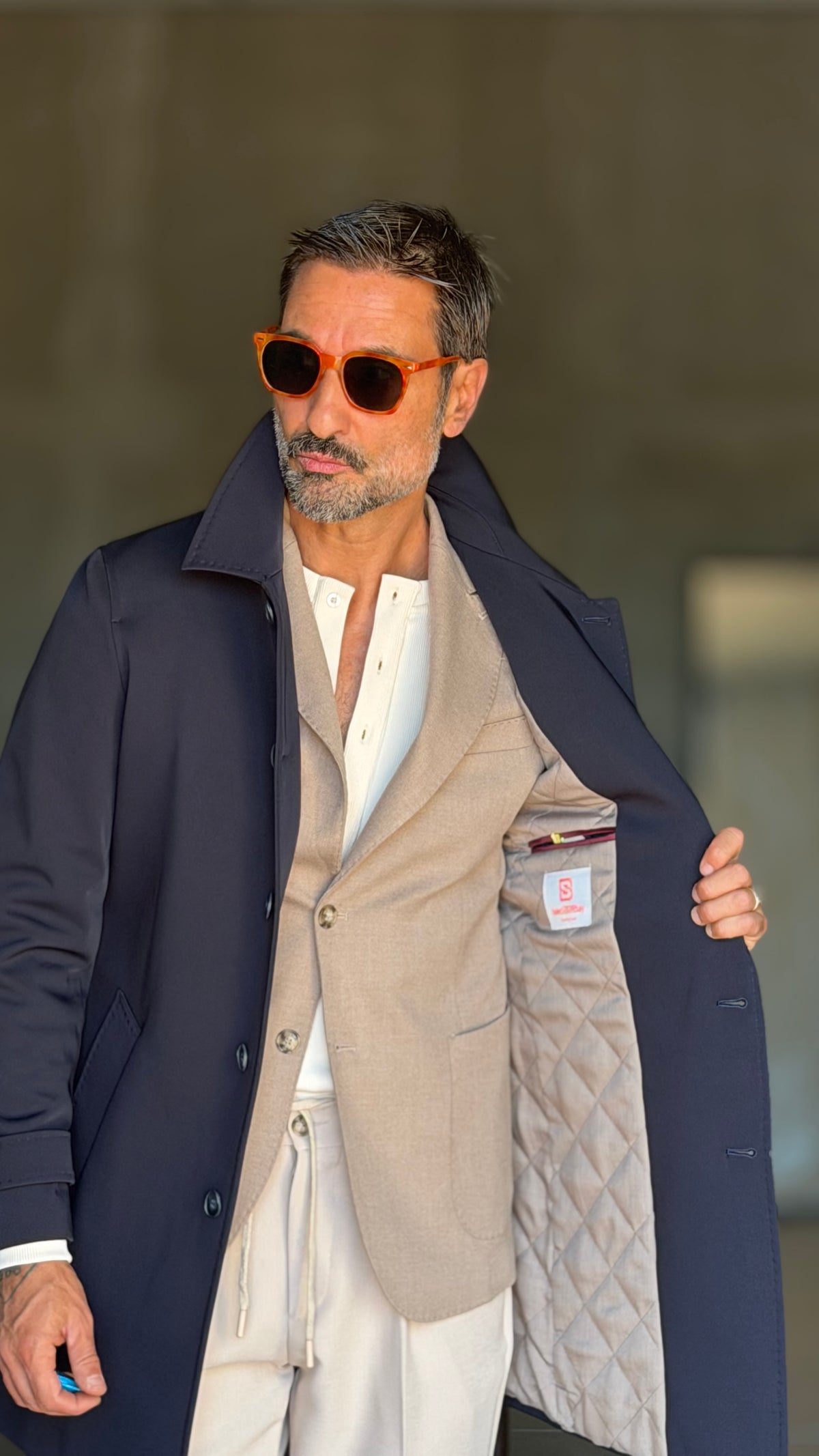 BLUE HIGH NECK COAT