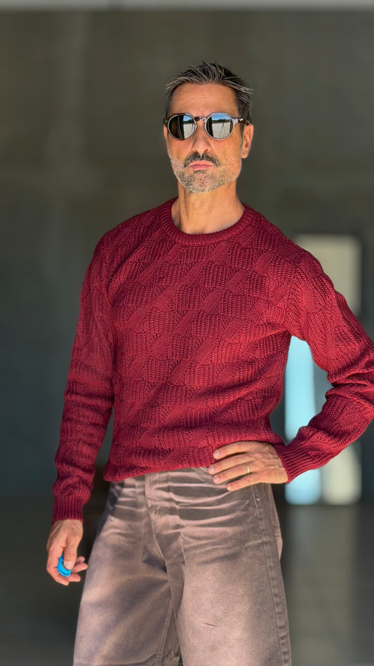 MAGLIA INGLESE COLOR VINO  BL11 TRECCIA PICCOLA