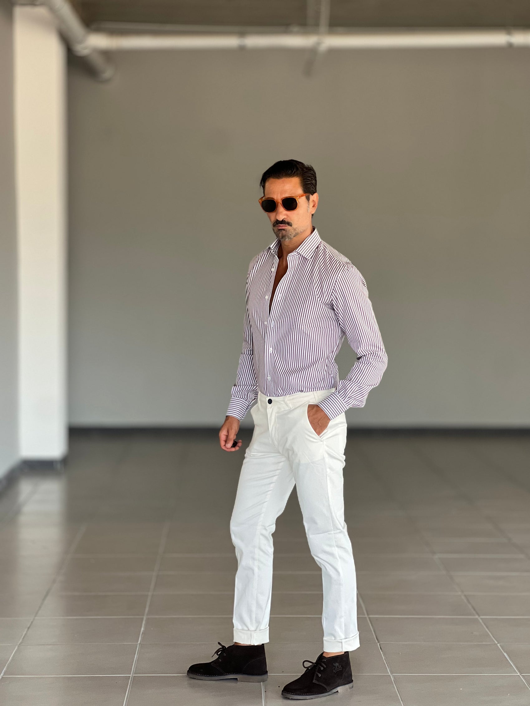 PANTALONE PANNA   GABARDINE DI COTONE