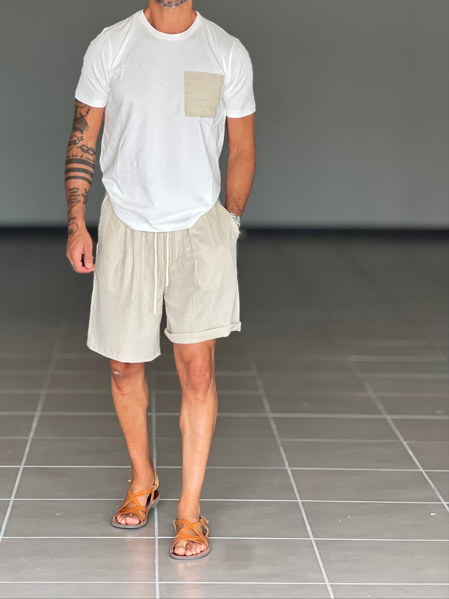 BERMUDA BEIGE  MISTO LINO