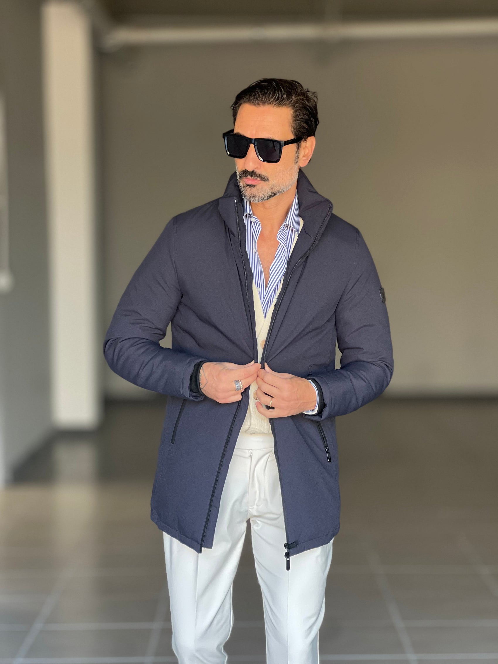 PARKA HAPPER  BLU TESSUTO TECNICO ZIP TERMOSALDATE