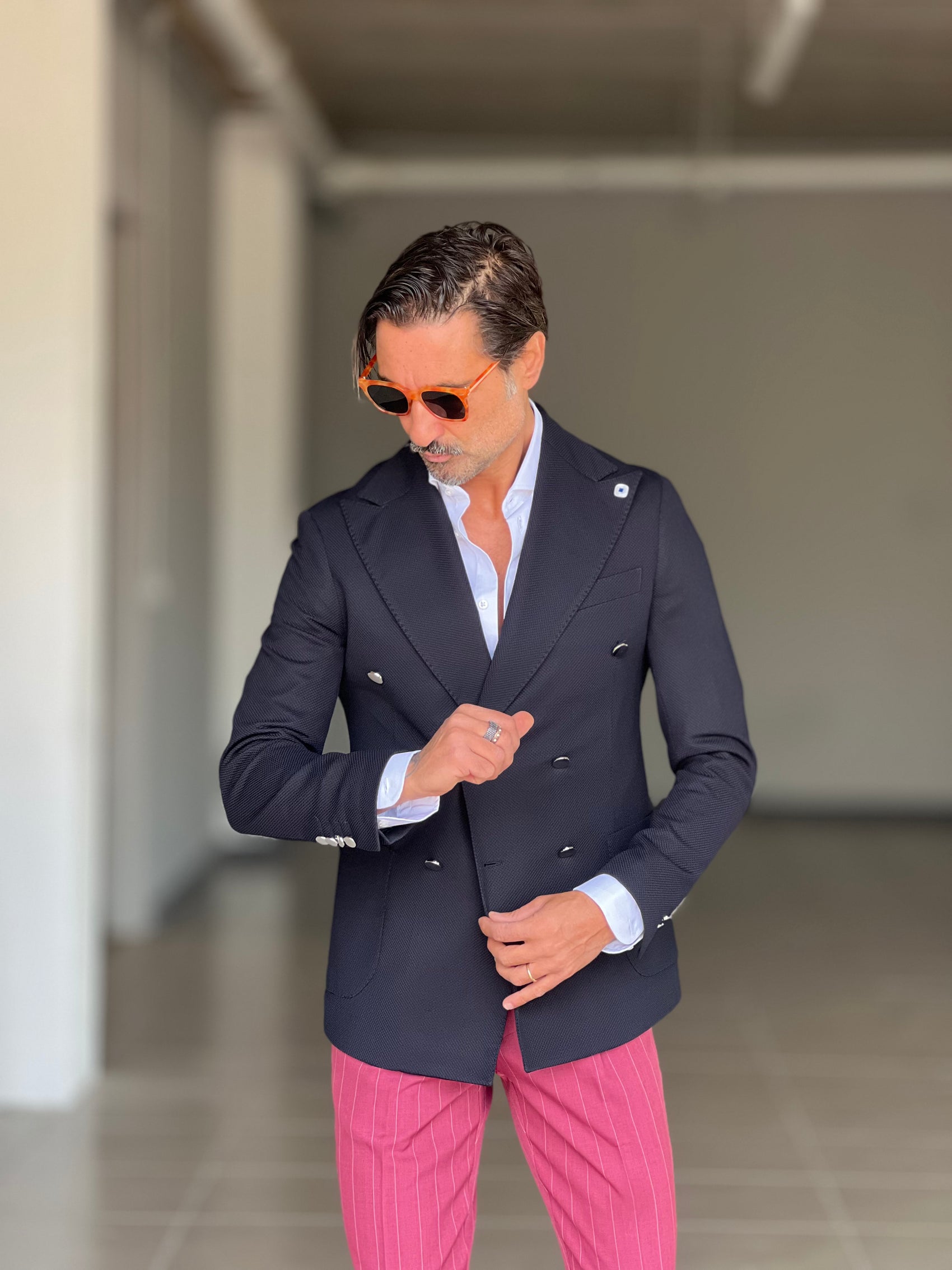 GIACCA BLU  DOPPIOPETTO  BOTTONE METALLO petro' 0078