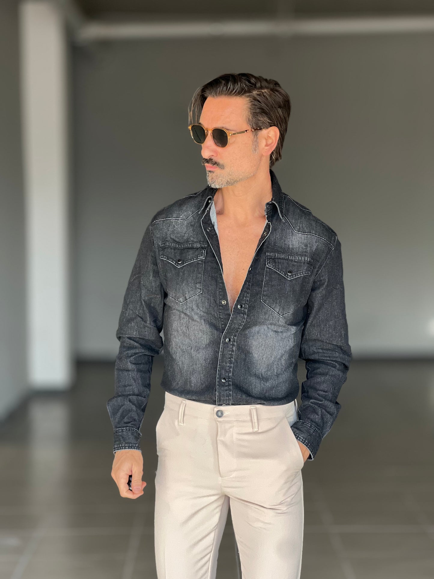 CAMICIA  DENIM GRIGIA TEXANA