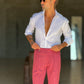 WHITE VISCOSE TROUSERS WITH REGULAR BOTTOM