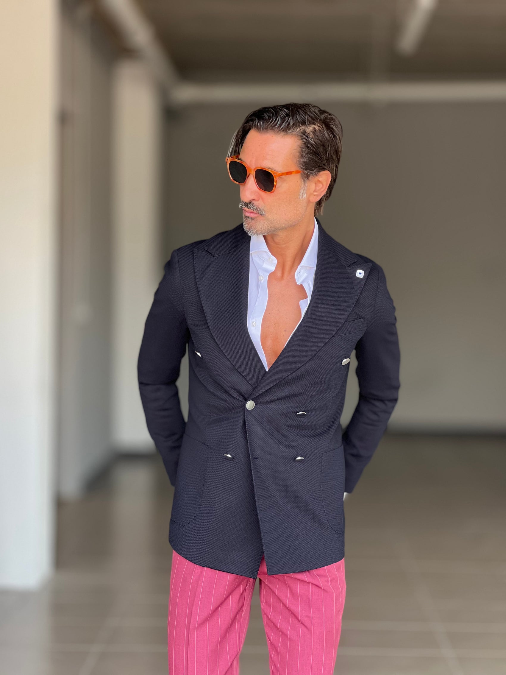 GIACCA BLU  DOPPIOPETTO  BOTTONE METALLO petro' 0078