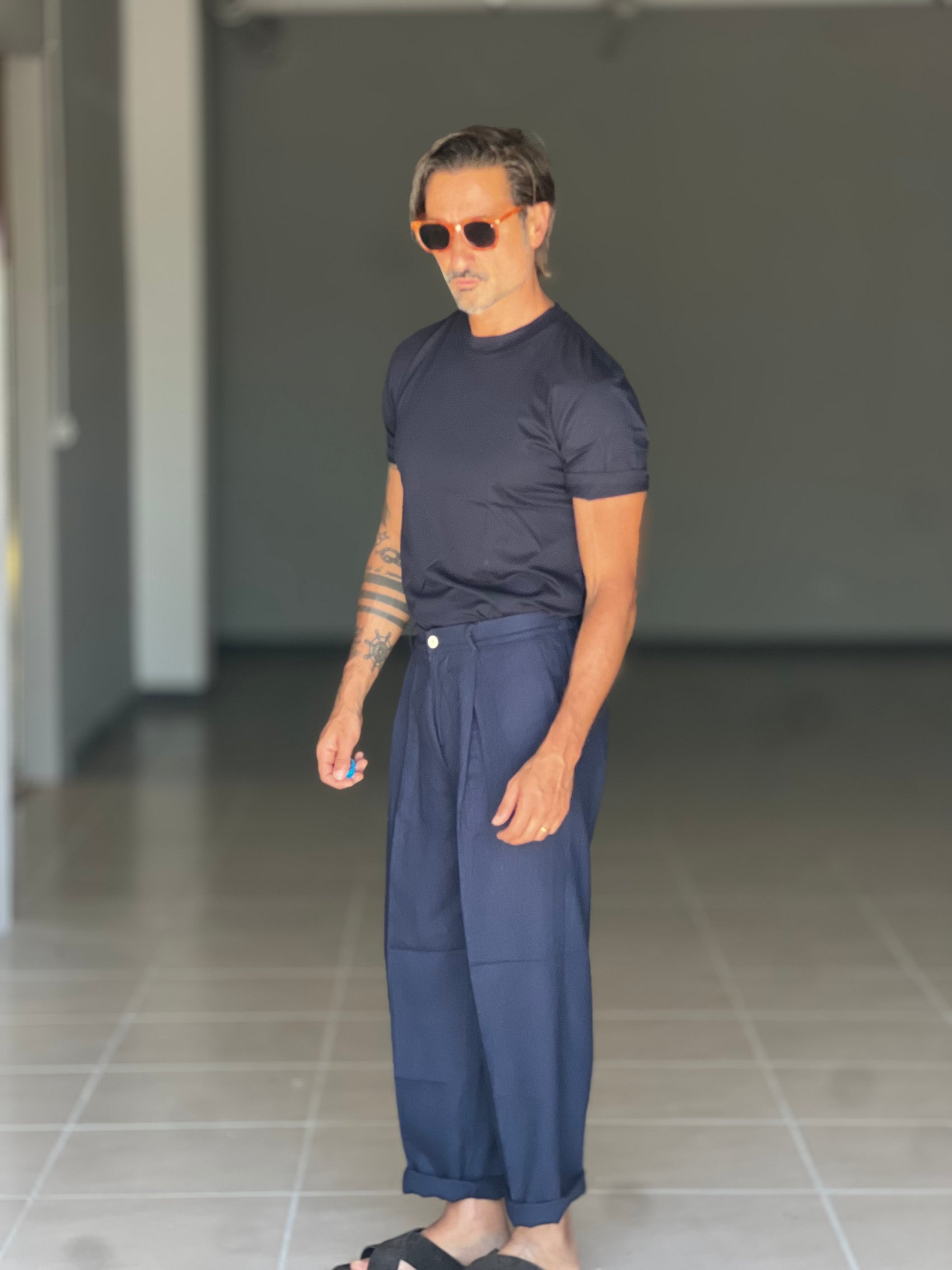 WHITE VISCOSE TROUSERS WITH REGULAR BOTTOM