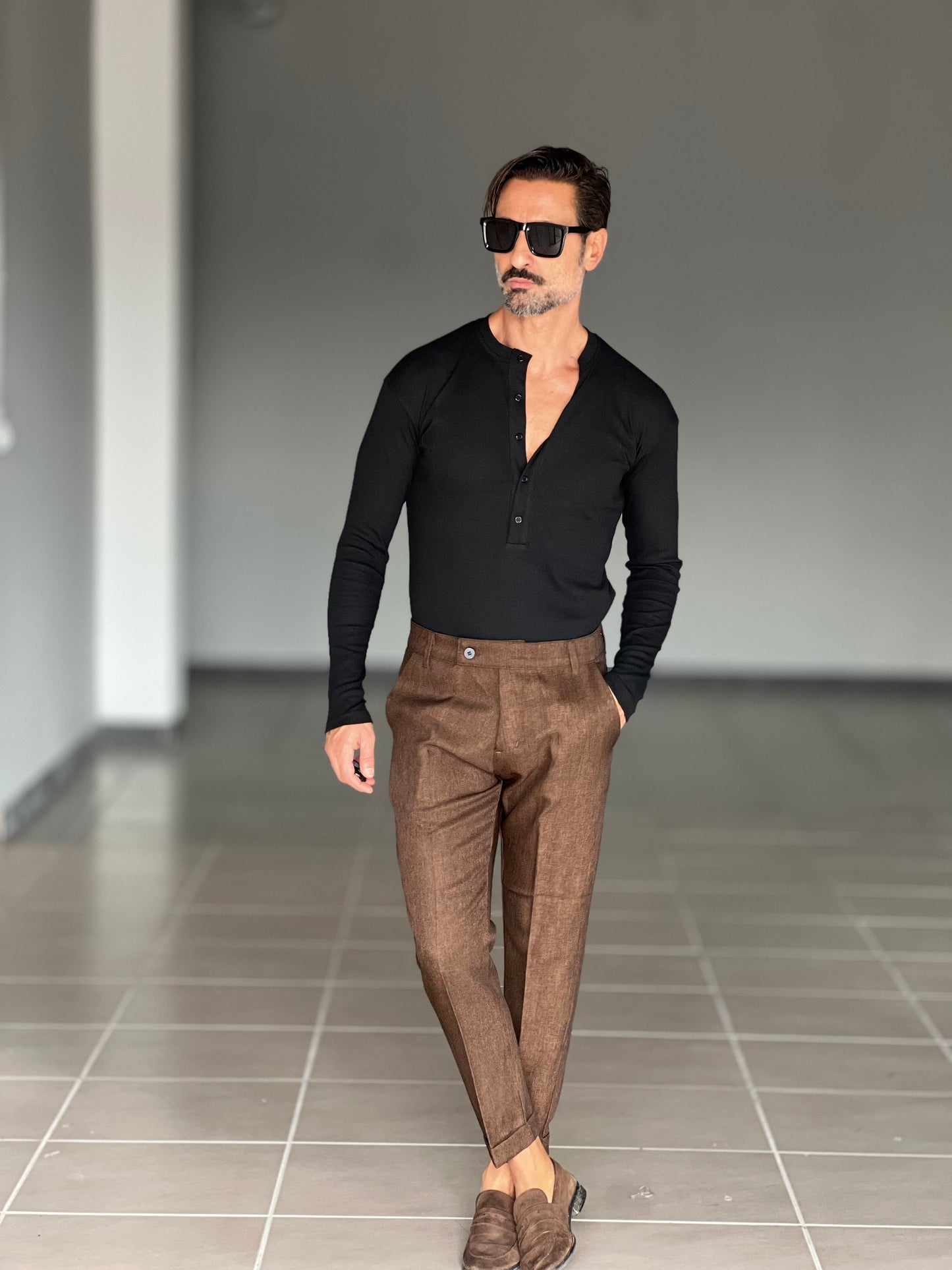 PANTALONE MORO  VISCOSA FIAMMATO CAPRI