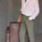 WHITE VISCOSE TROUSERS WITH REGULAR BOTTOM
