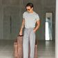 WHITE VISCOSE TROUSERS WITH REGULAR BOTTOM