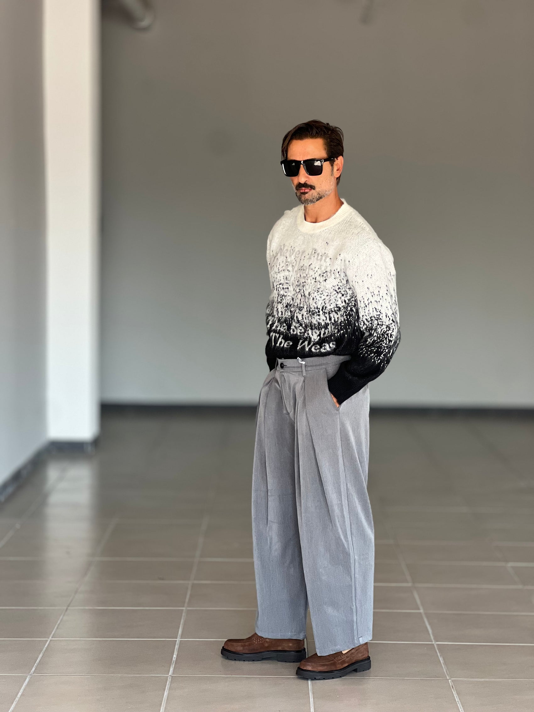 PANTALONE  FONDO AMPIO GRIGIO  DOPPIA PINCES