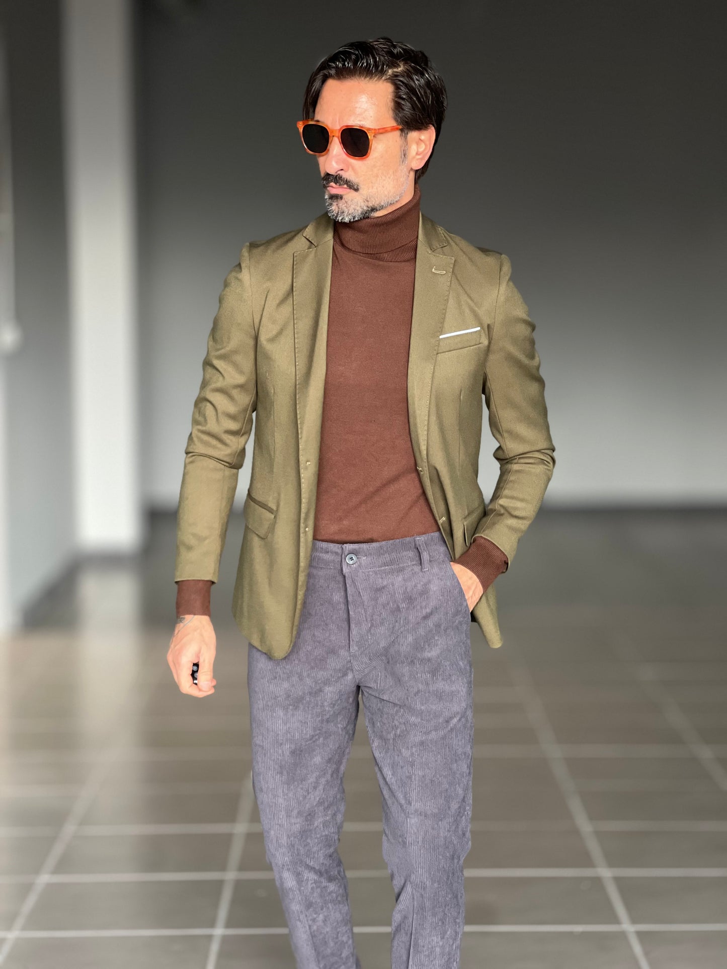 PANTALONE PIOMBO VELLUTO MILLERIGHE GAMBA DRITTA TASCA AMERICA