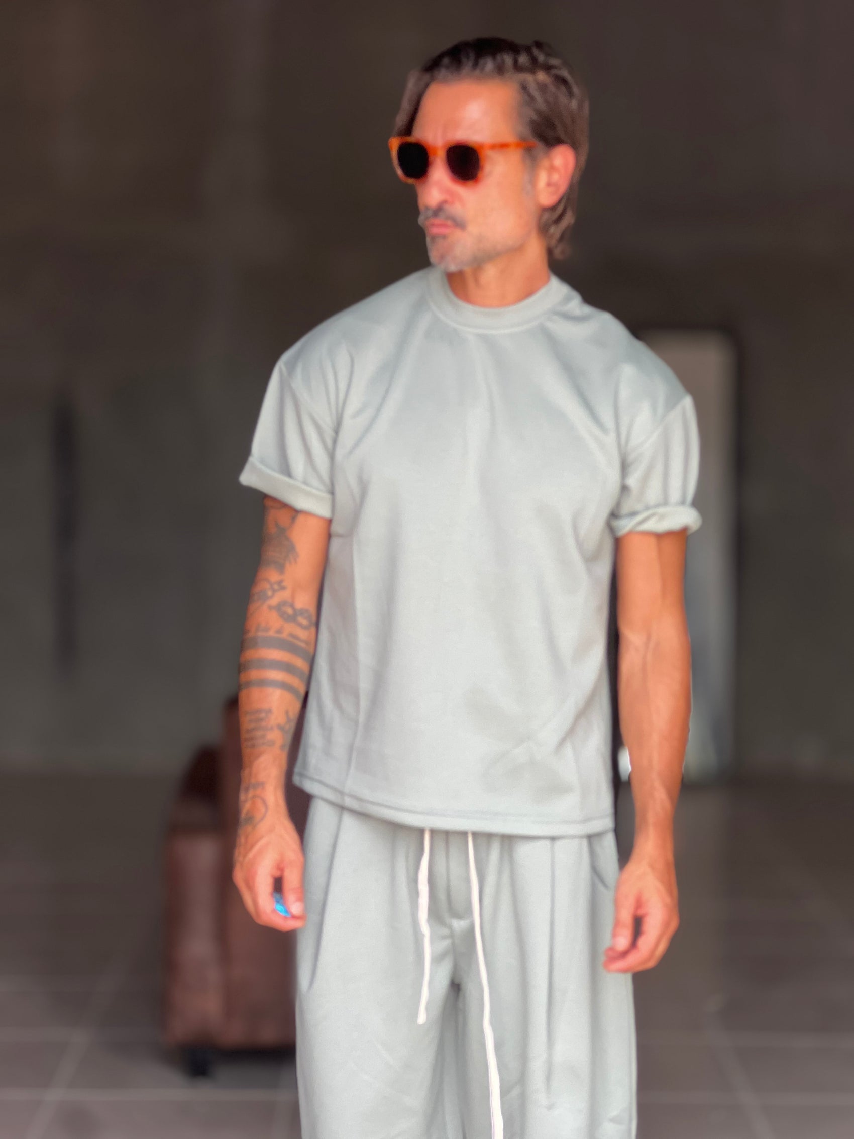 °COORDINATO  FELPA  VERDE MILITARE MAGLIA  E BERMUDA