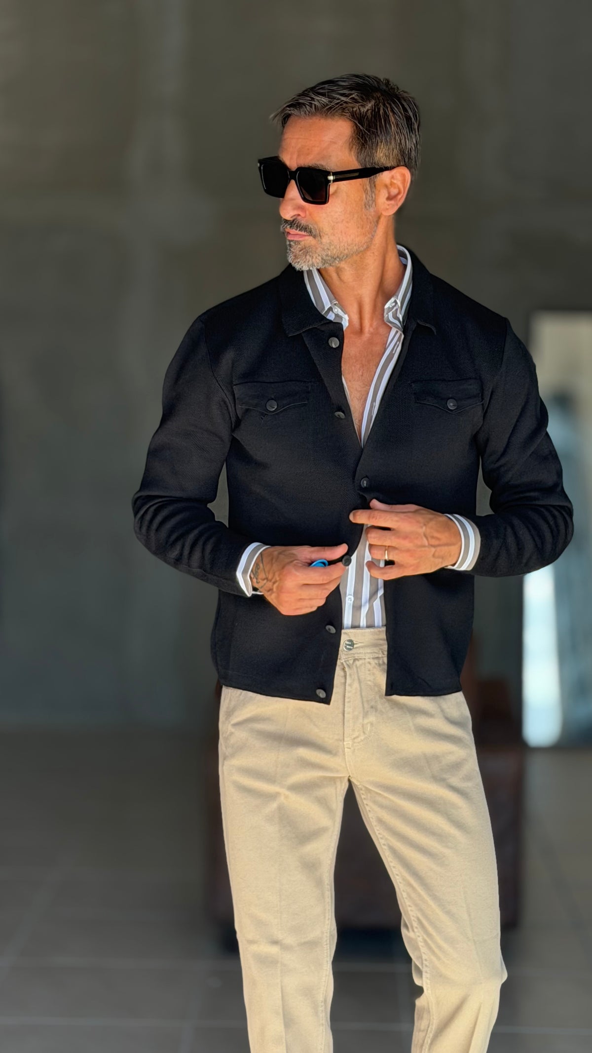 CARDIGAN  POLO NERO BOTTONE COPERTO