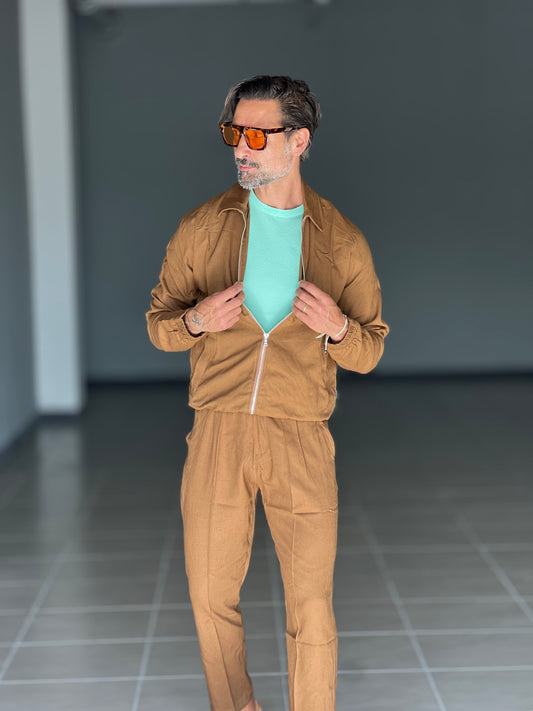 COORDINATO CACAO  LINO ZIP