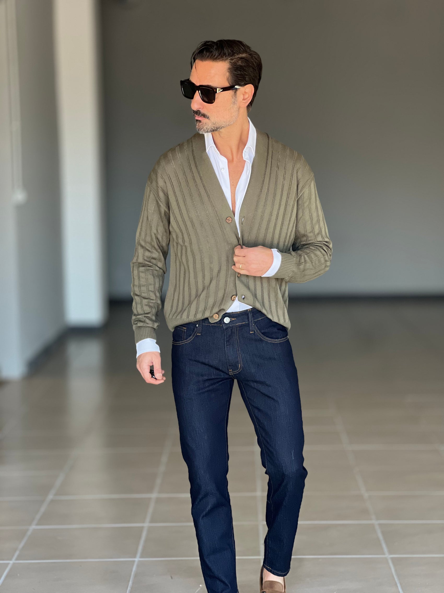 CARDIGAN VERDE TESSUTO OPERATO