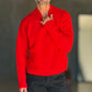 PULLOVER ROSSO CROP MISTO LANA EFFETTO SHETTLAND