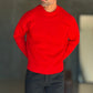 PULLOVER ROSSO CROP MISTO LANA EFFETTO SHETTLAND