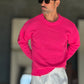 PULLOVER ROSA   OVERFIT TESSUTO  MISTO EFFETTO SHETTLAND