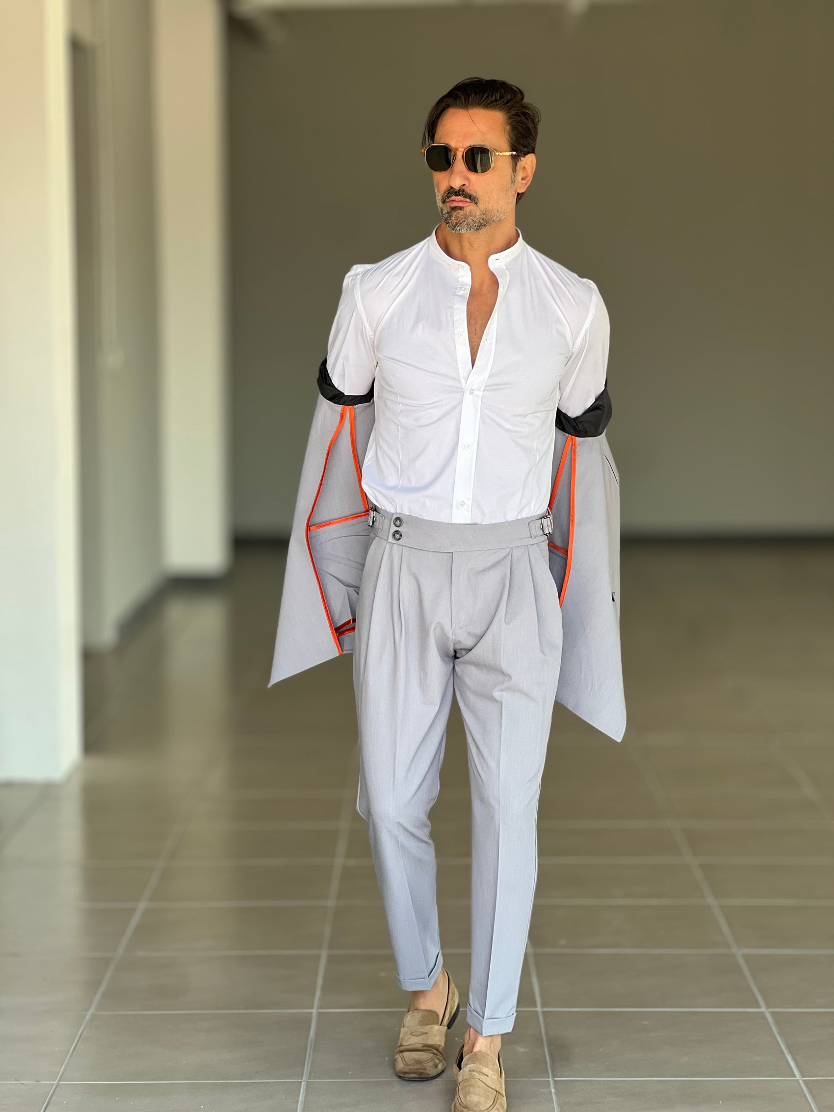 PANTALONE GRIGIO VITA ALTA PINCES VISCOSA( CODICE 30)