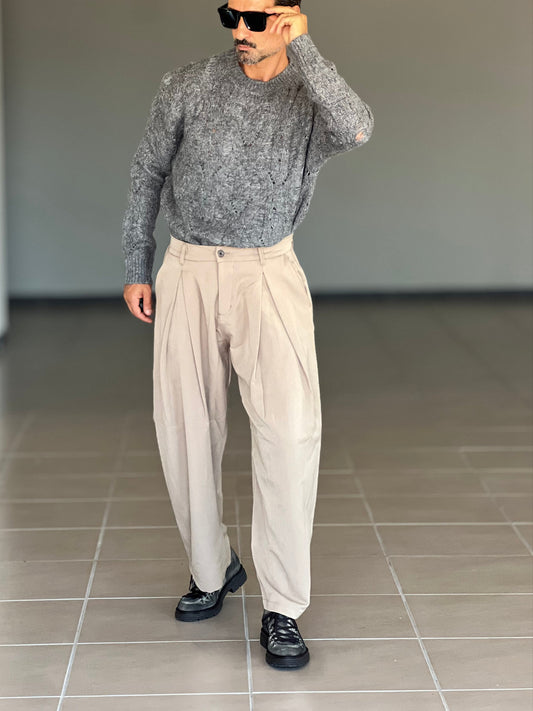 PANTALONE  FONDO AMPIO CAMMELLO DOPPIA PINCES