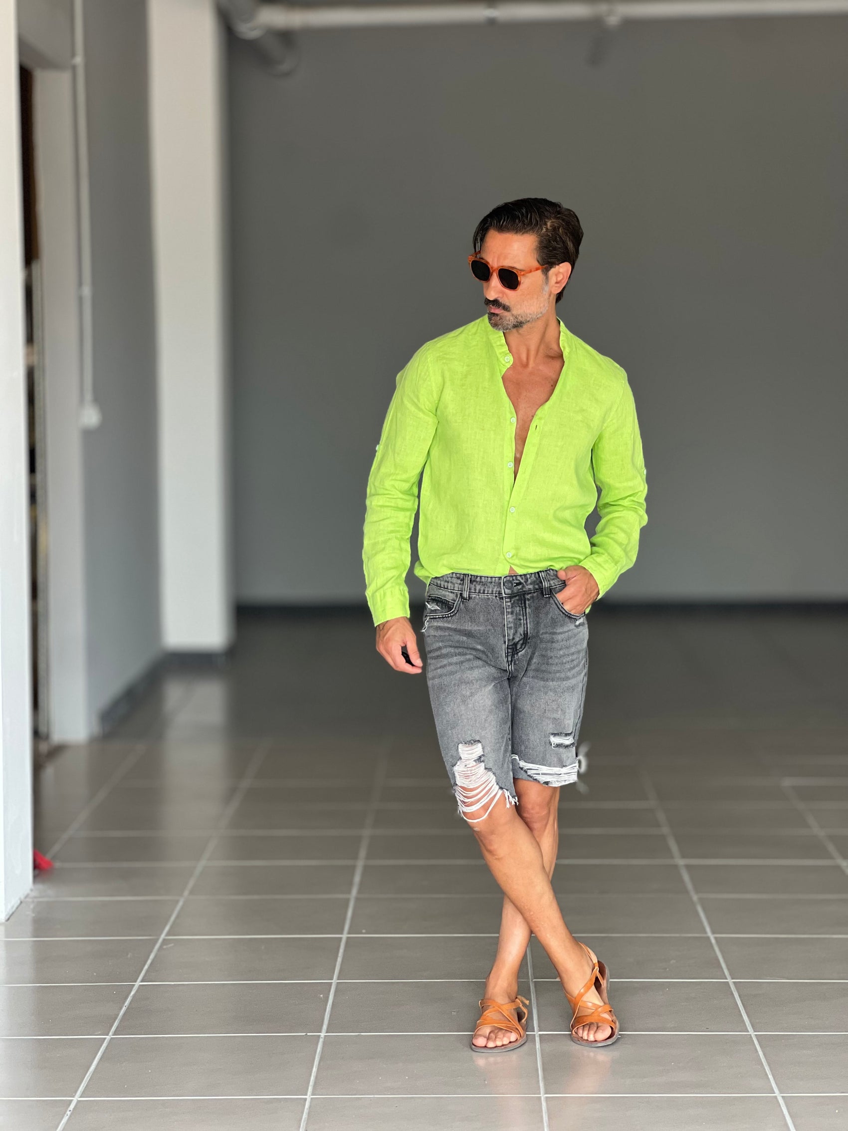 BERMUDA DENIM GRIGIO ROTTURE