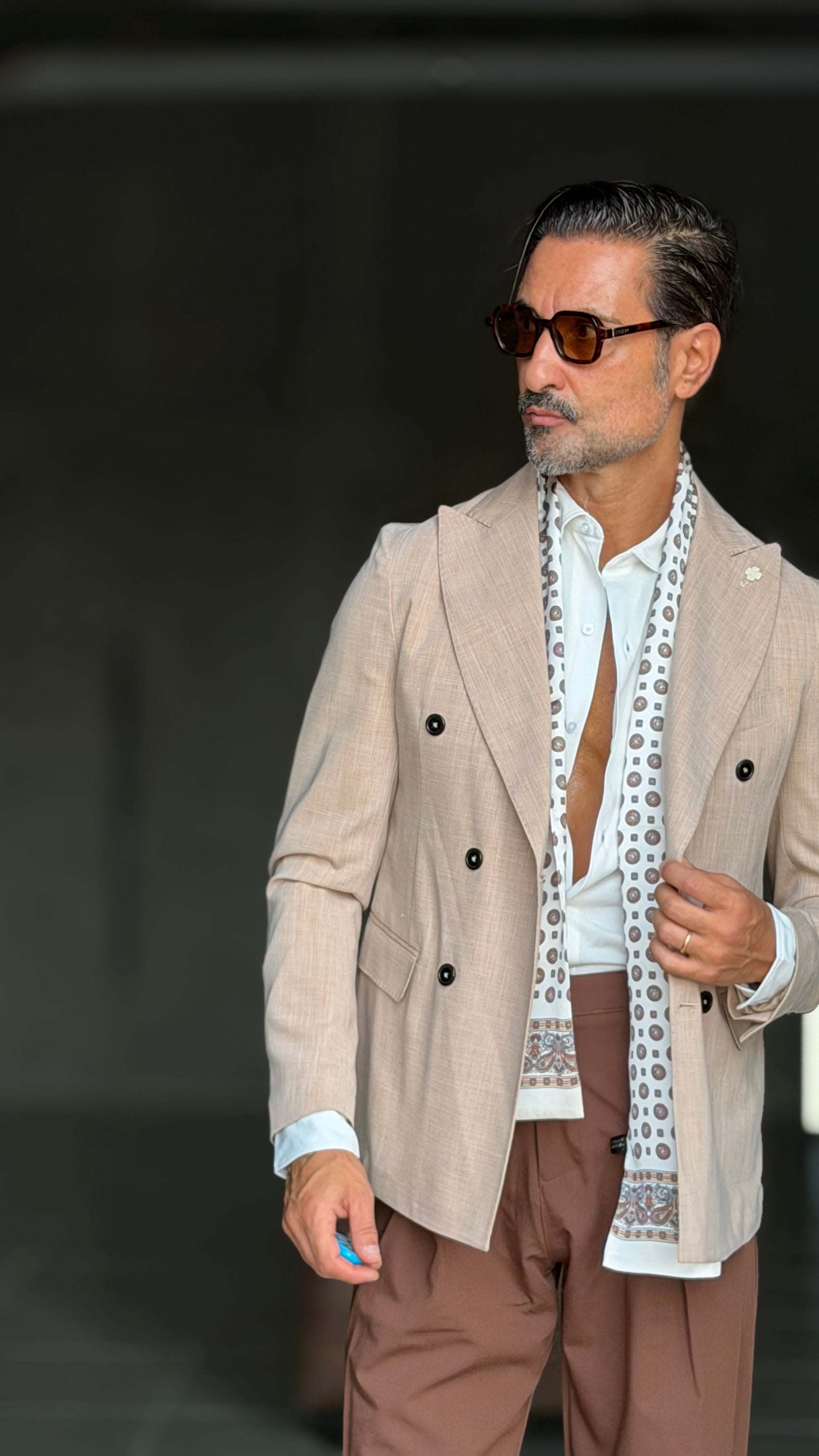 GIACCA DOPPIOPETTO BEIGE FIAMMATA