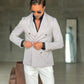 GIACCA GRIGIO CHIARO  GESSATA DOPPIOPETTO BOTTONE BRUNITO 92
