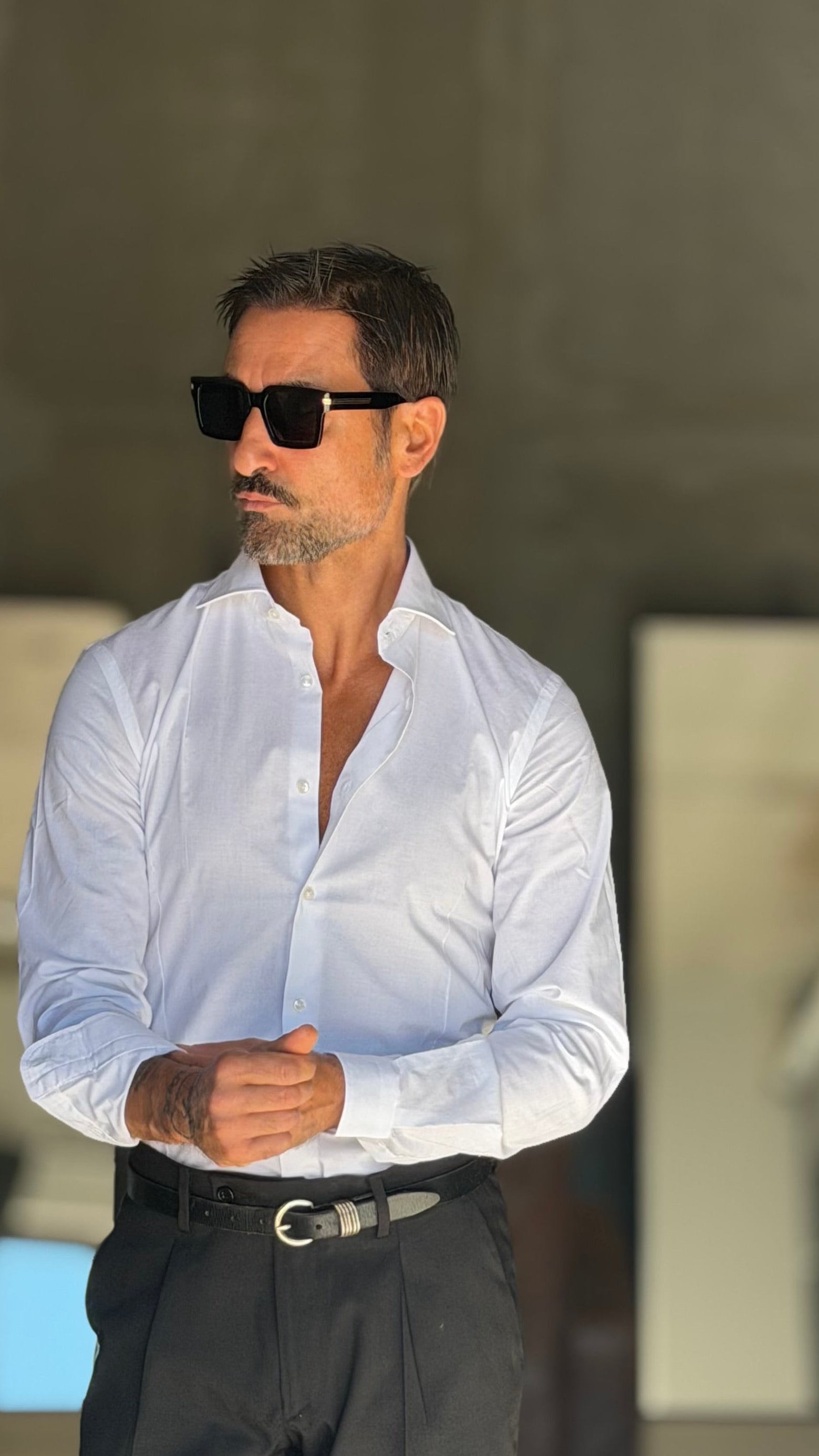 CAMICIA BIANCA  STRETCH POPELINE DI COTONE SLIMFIT
