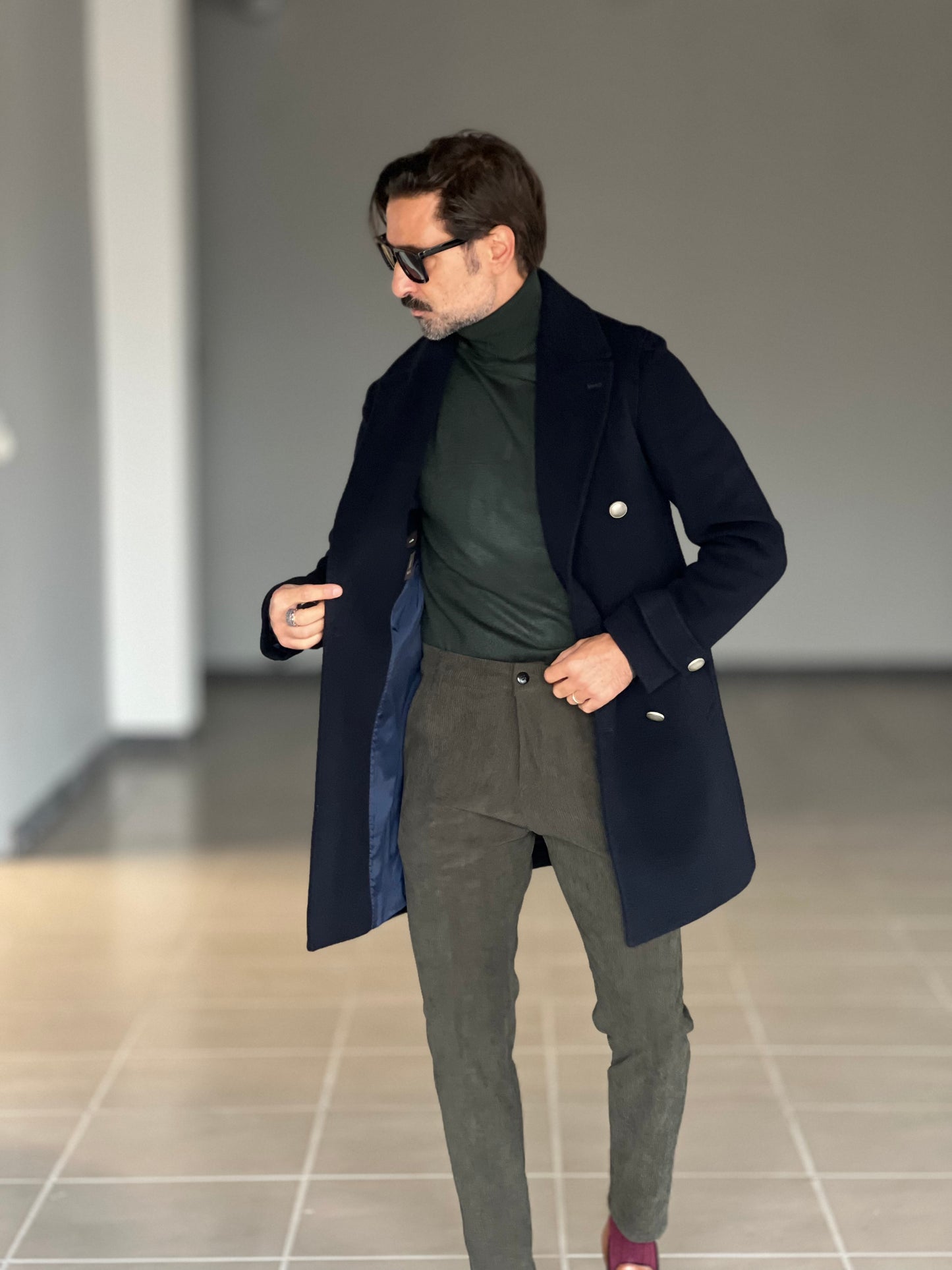 BLUE HIGH NECK COAT