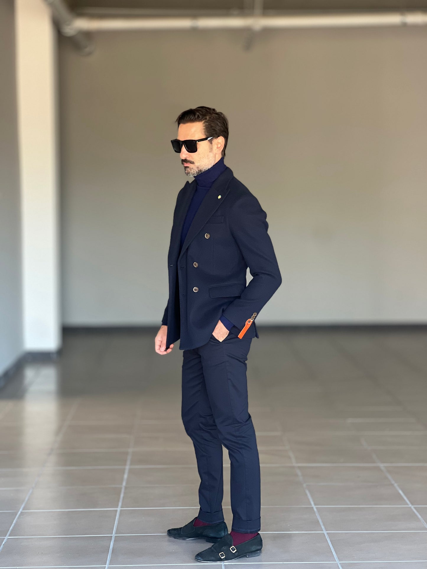 GIACCA PANNO BLU DOPPIPETTO