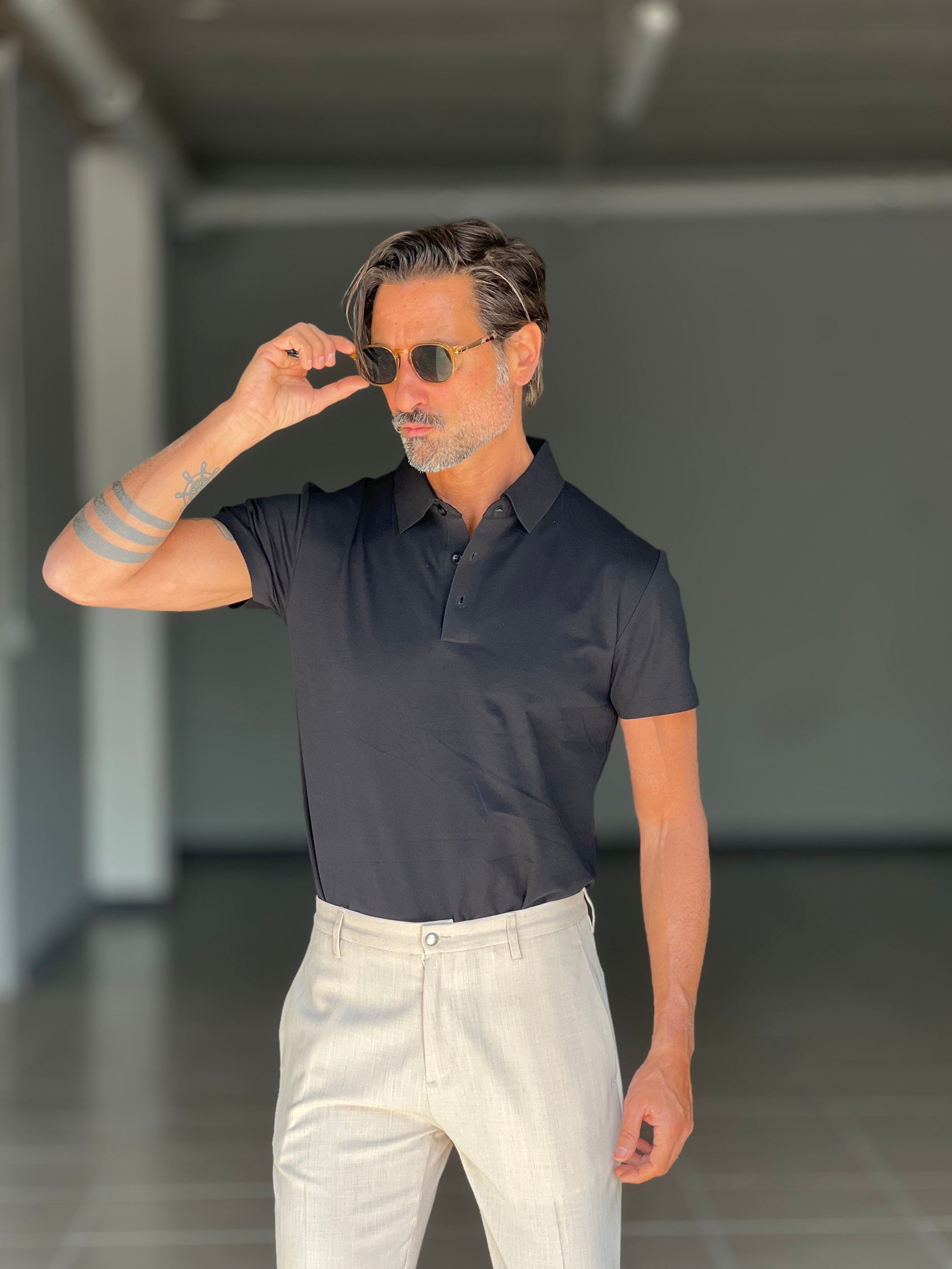 BLUE THREAD COTTON CREW NECK SWEATER