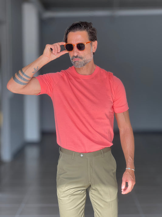 MAGLIA SALMONE 2 FILI MANICA CORTA