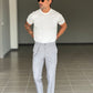 WHITE VISCOSE TROUSERS WITH REGULAR BOTTOM
