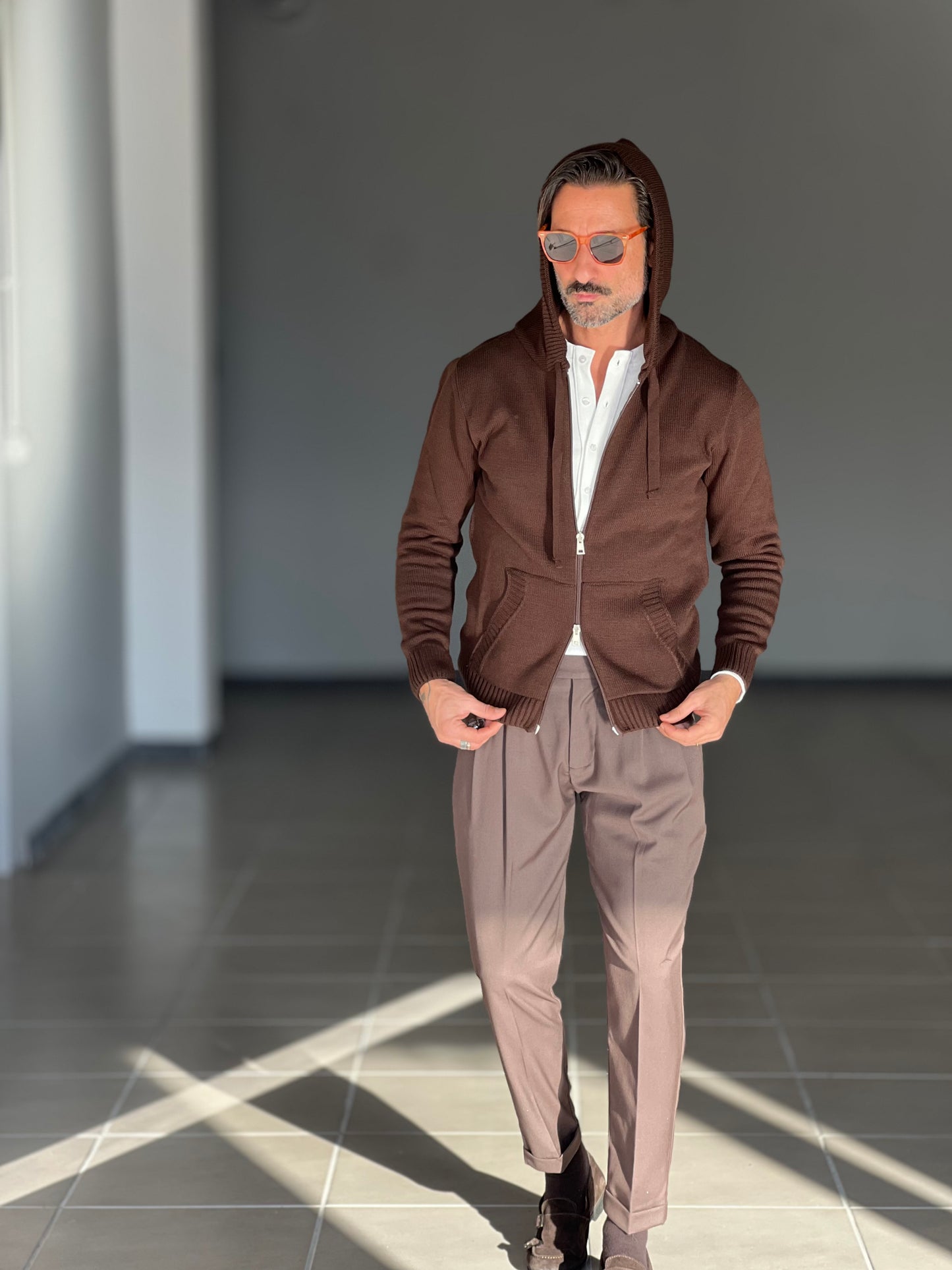 BEIGE COTTON OPEN CARDIGAN