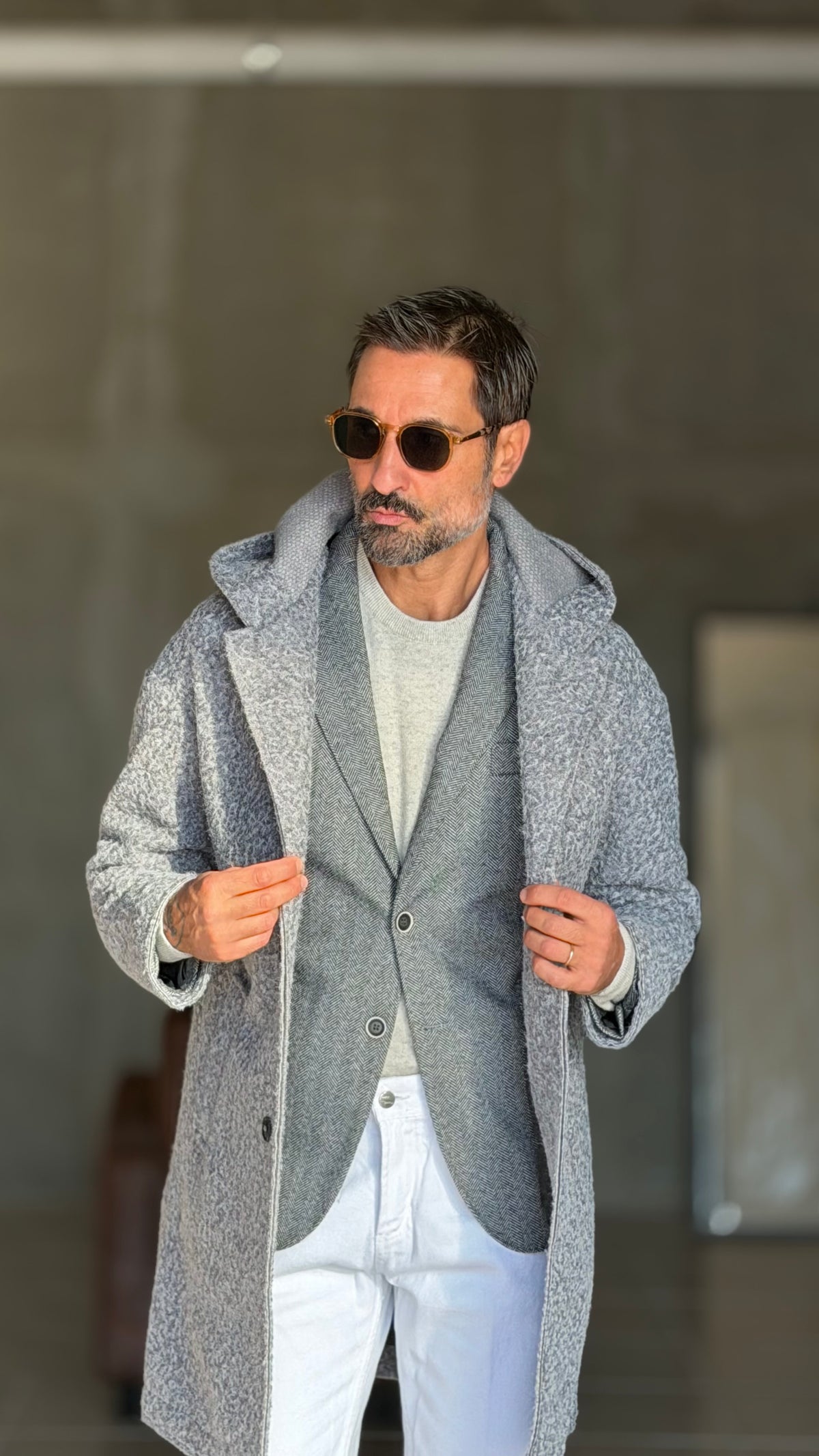 BLUE HIGH NECK COAT