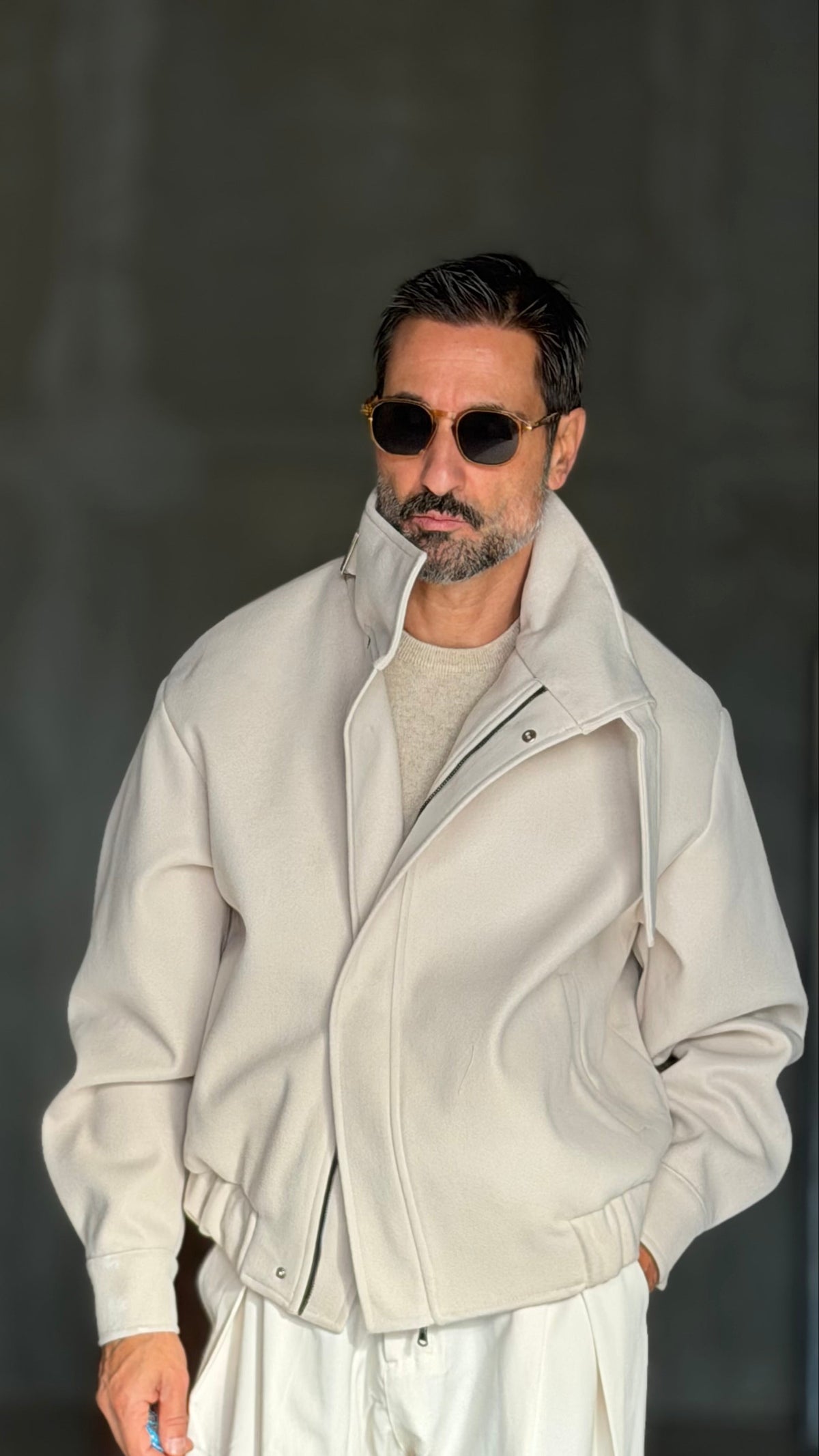 GIUBBINO BURRO  PANNO COLLO SCIARPA CROP 1062