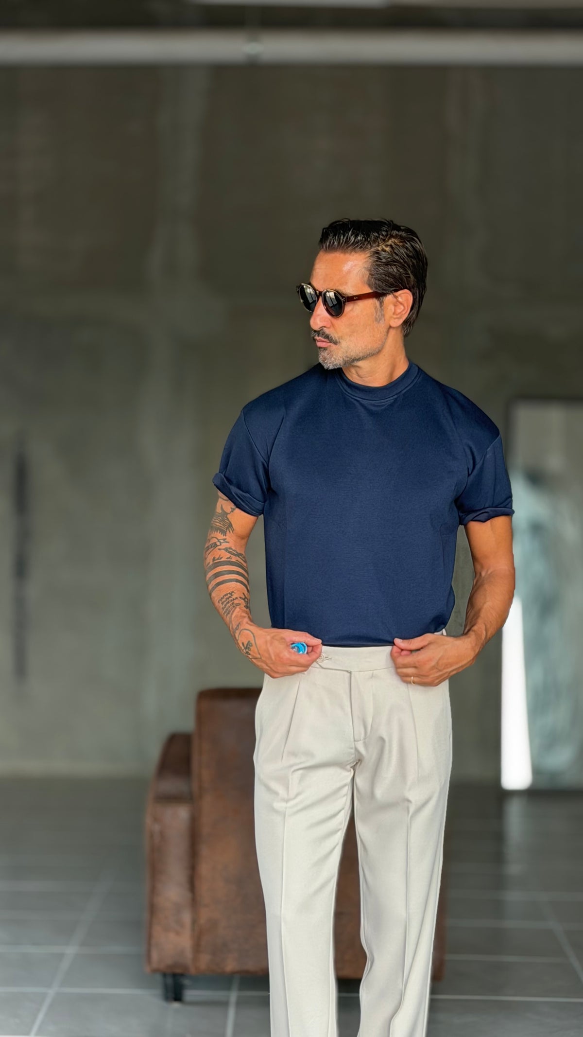T SHIRT BLU NAVY OVER FIT