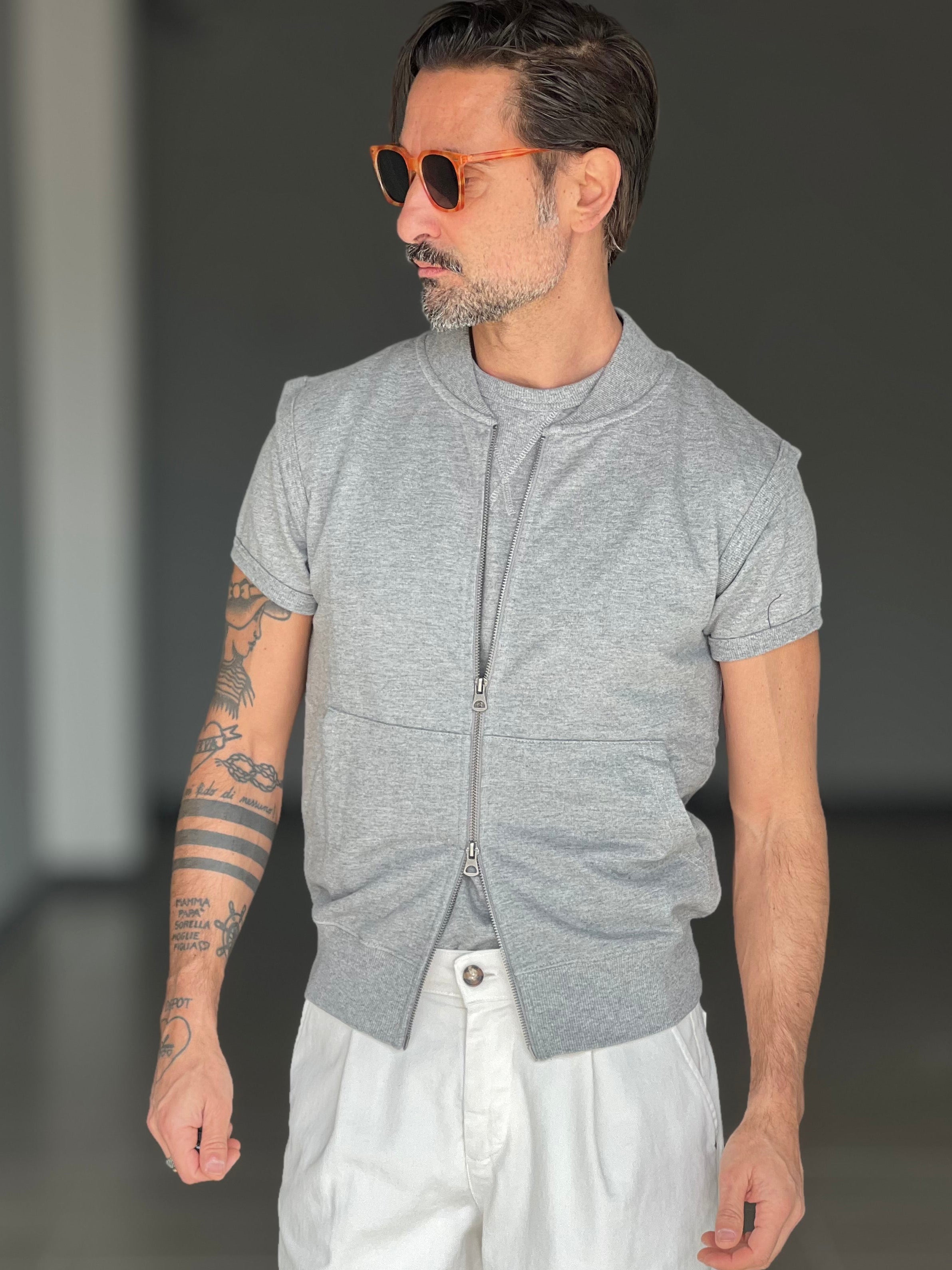 GILET  MAGLIA GRIGIO DOPPIAZIP