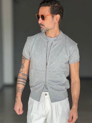 GILET  MAGLIA GRIGIO DOPPIAZIP