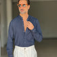 CAMICIA KOON BLU  LINO E COTONE LAVORAZIONE TRAMATA