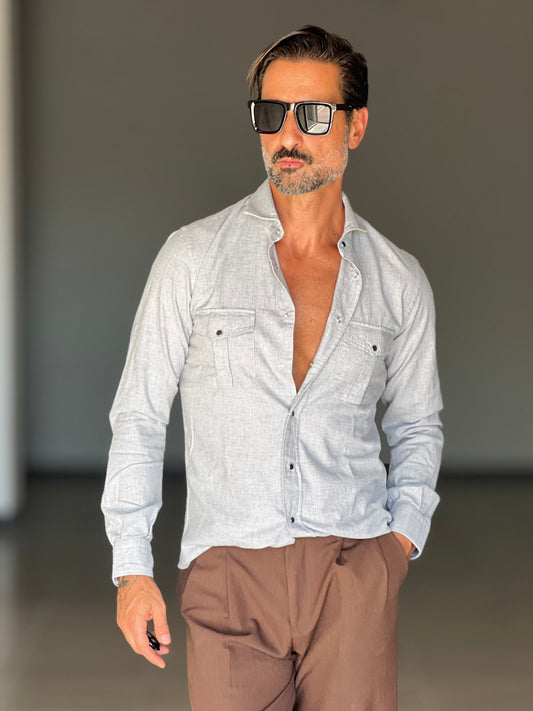 CAMICIA  DEPOT TEXANA MICROFANTASIA GRIGIA