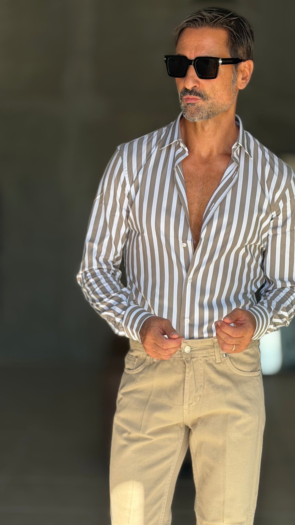 CAMICIA  BACCHETTA TORTORA GRANDE STRETCH