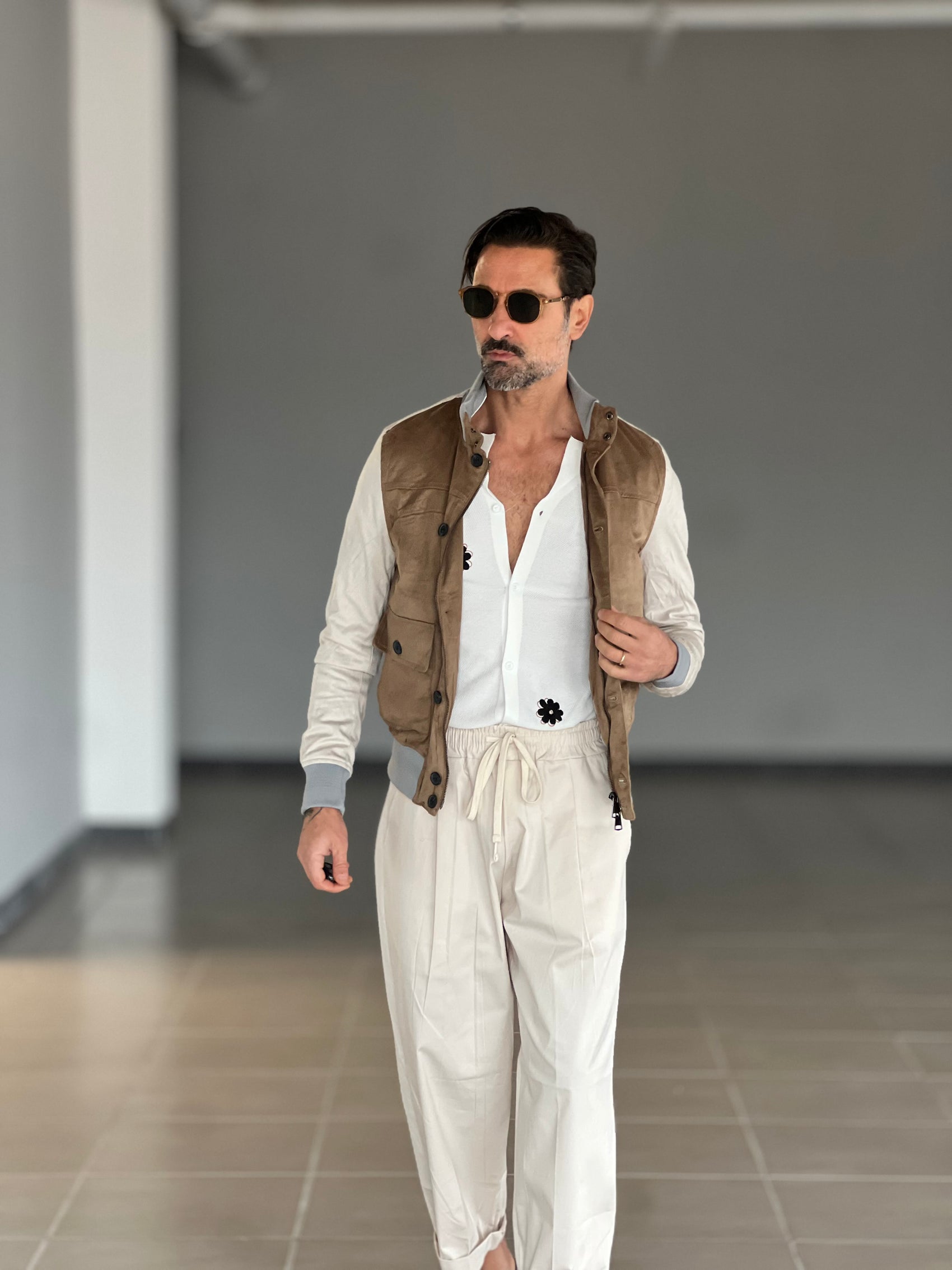 COLLEGE CAMMELLO E PANNA  ECORENNA MANICA A CONTRASTO