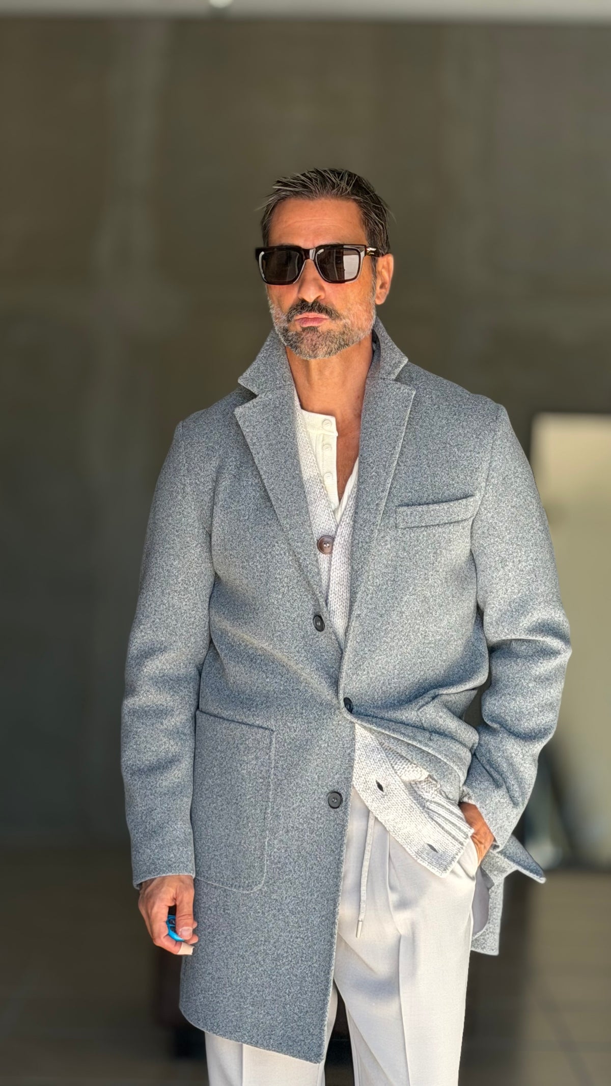 CAPPOTTO GRIGIO EFFETTO PANNO  MONOPETTO